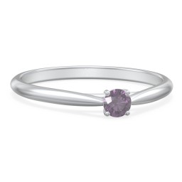 Classic Solitaire Sparkle Ring in 925 Sterling Silver with Alexandrite