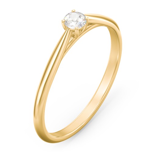 Classic Solitaire Sparkle Ring – 18K Gold Plated Silver with Cubic Zirconia