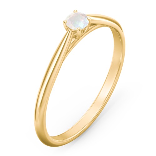 Classic Solitaire Sparkle Ring – 18K Gold Plated Silver with Opal