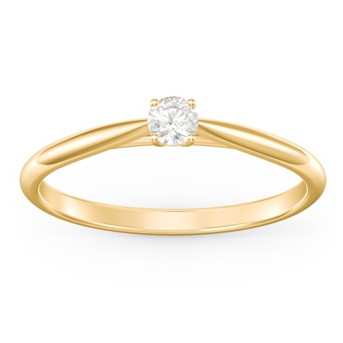 Classic Solitaire Sparkle Ring – 14K Yellow Gold with Cubic Zirconia