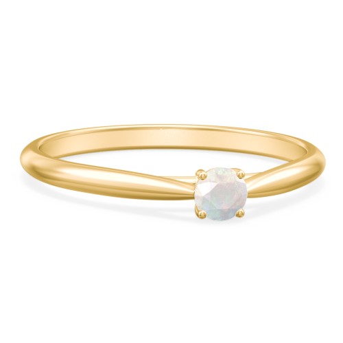 Classic Solitaire Sparkle Ring – 18K Gold Plated Silver with Opal