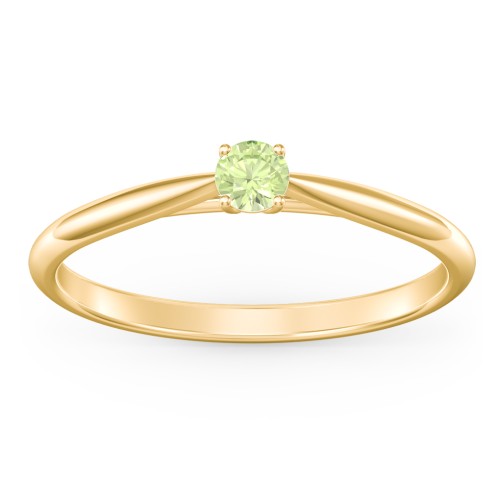 Classic Solitaire Sparkle Ring – 18K Gold Plated Silver with Peridot