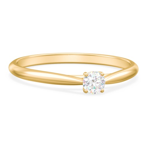 Classic Solitaire Sparkle Ring – 18K Gold Plated Silver with Diamond