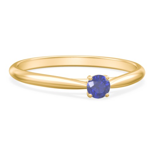 Classic Solitaire Sparkle Ring – 18K Gold Plated Silver with Blue Sapphire