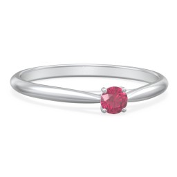 Classic Solitaire Sparkle Ring in 925 Sterling Silver with Ruby