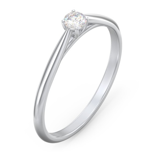 Classic Solitaire Sparkle Ring – Sterling Silver with Diamond