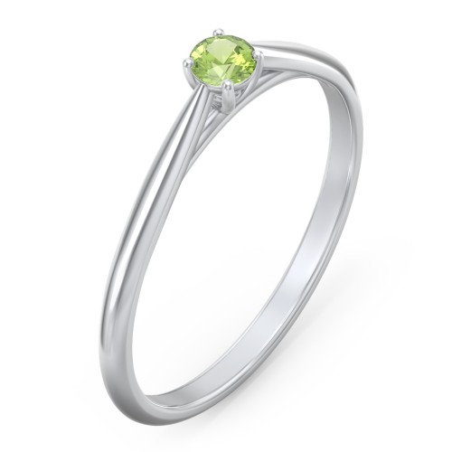 Classic Solitaire Sparkle Ring – Sterling Silver with Peridot