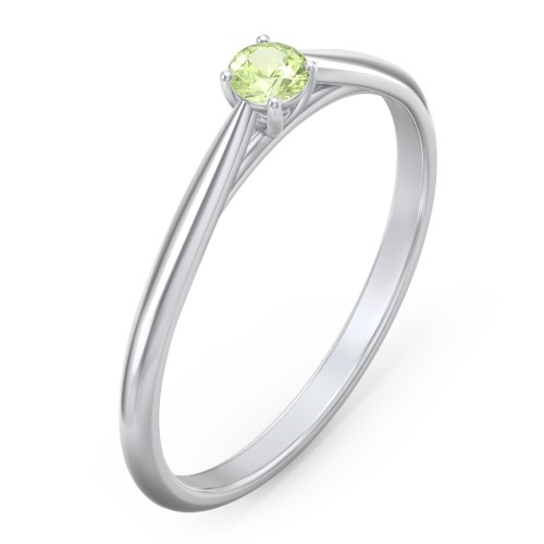 Classic Solitaire Sparkle Ring – Sterling Silver with Peridot