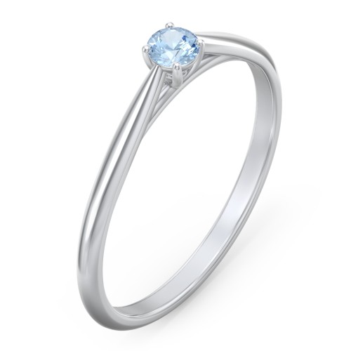 Classic Solitaire Sparkle Ring – Sterling Silver with Blue Topaz