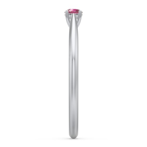 Classic Solitaire Sparkle Ring – Sterling Silver with Ruby