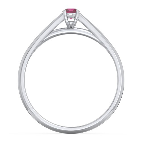 Classic Solitaire Sparkle Ring – Sterling Silver with Ruby