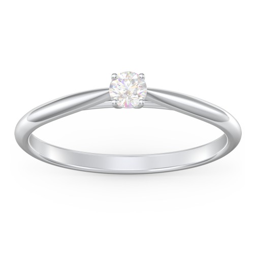 Classic Solitaire Sparkle Ring – Sterling Silver with Diamond