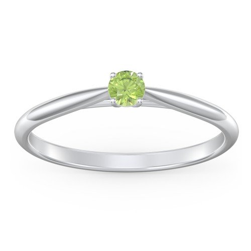 Classic Solitaire Sparkle Ring – Sterling Silver with Peridot
