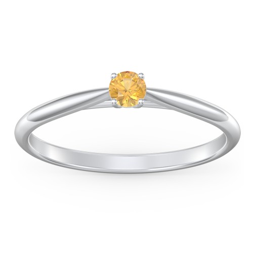 Classic Solitaire Sparkle Ring – Sterling Silver with Citrine