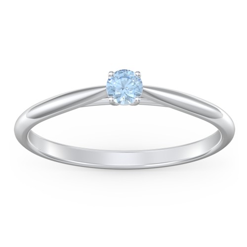Classic Solitaire Sparkle Ring – Sterling Silver with Blue Topaz