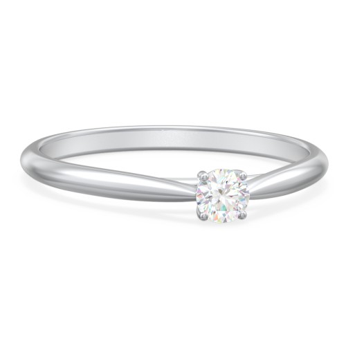 Classic Solitaire Sparkle Ring – Sterling Silver with Diamond