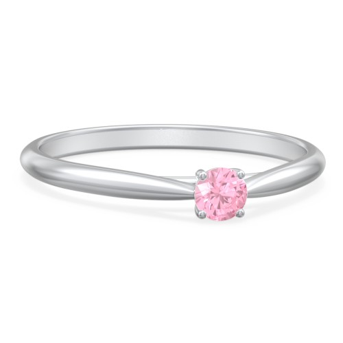 Classic Solitaire Sparkle Ring – Sterling Silver with Pink Tourmaline