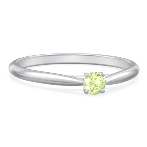 Classic Solitaire Sparkle Ring – Sterling Silver with Peridot