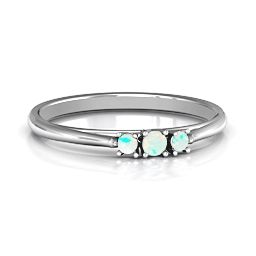 Trinity Ring on Classic Band in 925 Sterling Silver with Opal