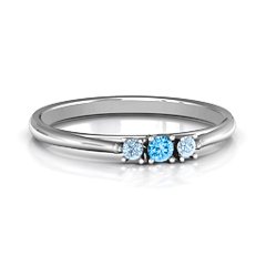 Trinity Ring on Classic Band – Sterling Silver with Blue Topaz and Aquamarine