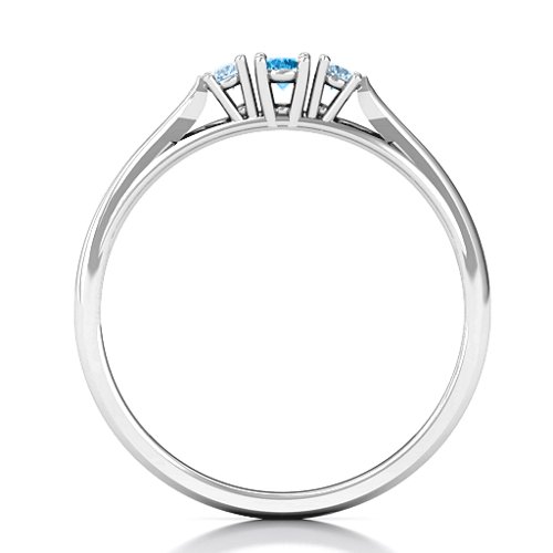 Trinity Ring on Classic Band – Sterling Silver with Blue Topaz and Aquamarine