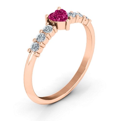 Beaming with Love Ring – 10K Rose Gold with Ruby and Cubic Zirconia