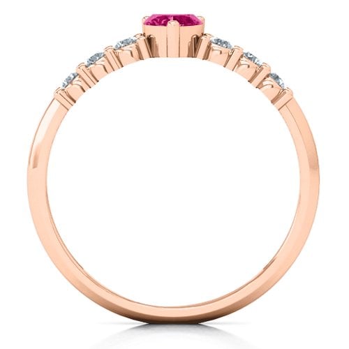 Beaming with Love Ring – 10K Rose Gold with Ruby and Cubic Zirconia