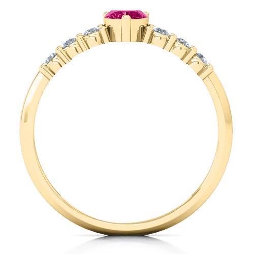 Beaming with Love Ring – 14K Yellow Gold with Ruby and Cubic Zirconia