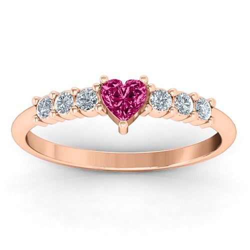 Beaming with Love Ring – 10K Rose Gold with Ruby and Cubic Zirconia