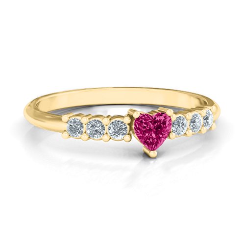 Beaming with Love Ring – 14K Yellow Gold with Ruby and Cubic Zirconia