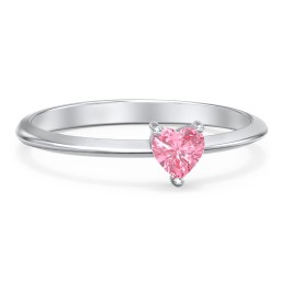 Solitaire Heart Gemstone Ring with Tapered Knife Edge Band
