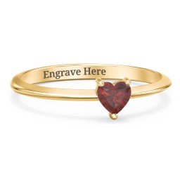 Solitaire Heart Gemstone Ring with Tapered Knife Edge Band