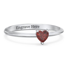 Solitaire Heart Gemstone Ring with Tapered Knife Edge Band