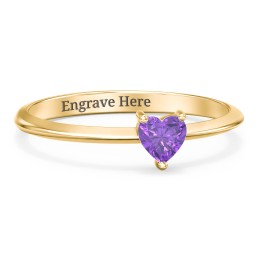 Solitaire Heart Gemstone Ring with Tapered Knife Edge Band