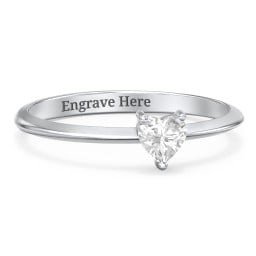 Solitaire Heart Gemstone Ring with Tapered Knife Edge Band