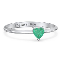 Solitaire Heart Gemstone Ring with Tapered Knife Edge Band
