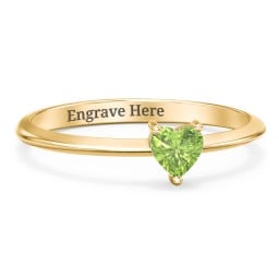 Solitaire Heart Gemstone Ring with Tapered Knife Edge Band