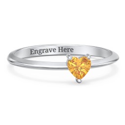 Solitaire Heart Gemstone Ring with Tapered Knife Edge Band