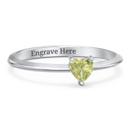 Solitaire Heart Gemstone Ring with Tapered Knife Edge Band