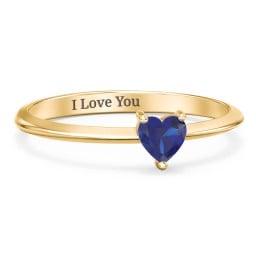 Solitaire Heart Gemstone Ring with Tapered Knife Edge Band