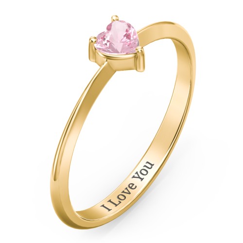 Solitaire Heart Gemstone Ring with Tapered Knife Edge Band