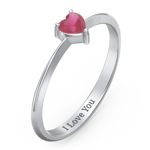 Solitaire Heart Gemstone Ring with Tapered Knife Edge Band