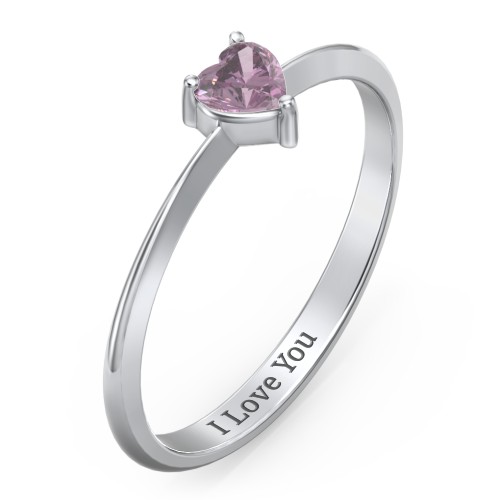 Solitaire Heart Gemstone Ring with Tapered Knife Edge Band