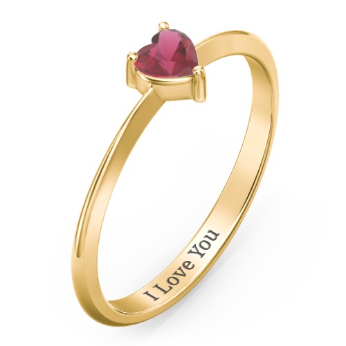 Solitaire Heart Gemstone Ring with Tapered Knife Edge Band
