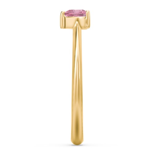Solitaire Heart Gemstone Ring with Tapered Knife Edge Band – 18K Gold Plated Silver with Pink Tourmaline