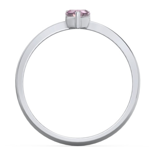 Solitaire Heart Gemstone Ring with Tapered Knife Edge Band