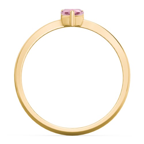 Solitaire Heart Gemstone Ring with Tapered Knife Edge Band – 18K Gold Plated Silver with Pink Tourmaline
