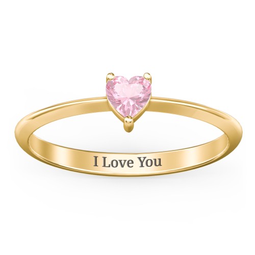 Solitaire Heart Gemstone Ring with Tapered Knife Edge Band
