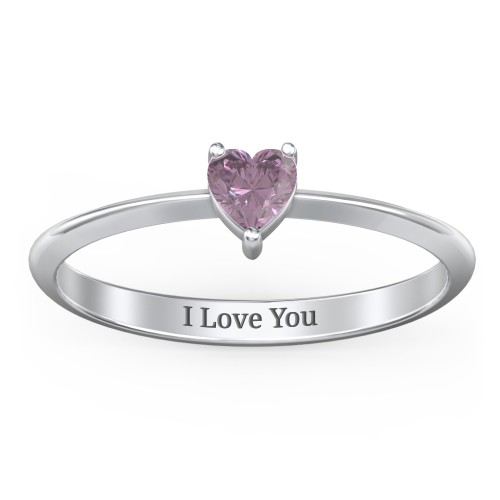 Solitaire Heart Gemstone Ring with Tapered Knife Edge Band
