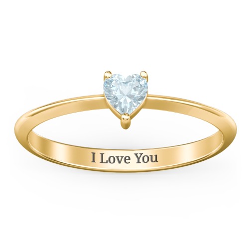 Solitaire Heart Gemstone Ring with Tapered Knife Edge Band